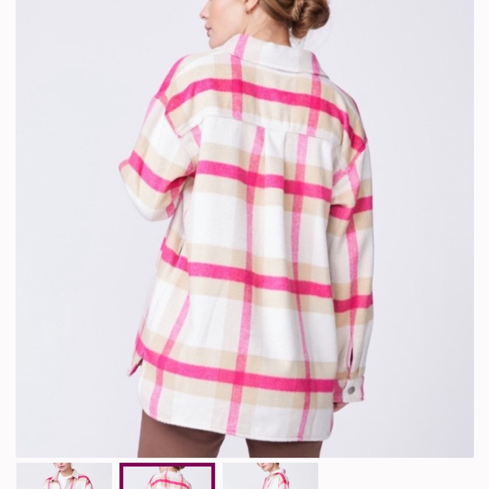 Monrow Pink and Cream Plaid Jacket - Picture 2 of 11